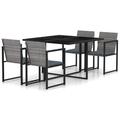 Orren Ellis Patio Dining Set Table & Chairs Furniture Set Poly Rattan Glass in Black | 42.9 W x 42.9 D in | Wayfair