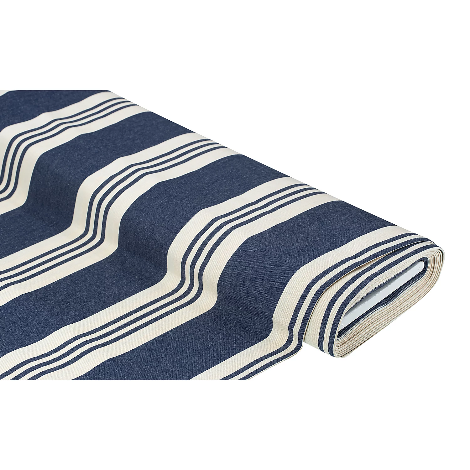 Tissu d'extérieur à rayures "Palma", bleu jeans/nature