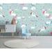 GK Wall Design Cartoon Unicorn Rainbow Removable Textured Wallpaper Non-Woven in Gray | 75" W x 49" L | Wayfair GKWP000372W75H49