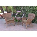 Windsor Honey Wicker Chair And End Table Set With Brown Chair Cushion- Jeco Wholesale W00212_2-CES007