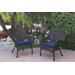 Set Of 2 Windsor Espresso Resin Wicker Chair With Midnight Blue Cushions- Jeco Wholesale W00215-C_2-FS011