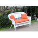 White Wicker Patio Love Seat With Orange Cushion And Pillows- Jeco Wholesale W00206-L-FS016-CL