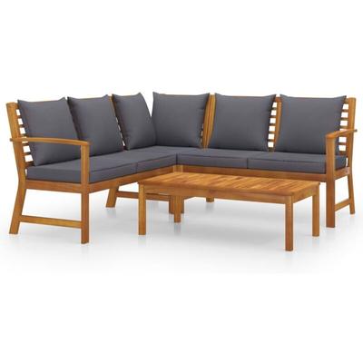 Vidaxl - 4-tlg. Garten-Lounge-Set mit Auflagen Massivholz Akazie Grau