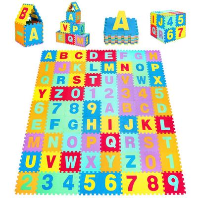 Costway Kids Foam Interlocking Puzzle Play Mat with Alphabet and Numbers 72 Pieces Set