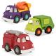 Wonder Wheels 3 Große LKWs Feuerwehrauto, Bagger, Müllauto – Kinder Spielzeug Outdoor Sandkasten Sandspielzeug – Fahrzeuge für Mädchen Jungen ab 1 Jahr