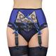 Nancies Lingerie ‘Patricia’ 6 Strap Blue & Black Lace Suspender/Garter Belt (fp6) (Blue, XL.)