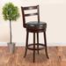 Red Barrel Studio® Maly 26" High Cappuccino Wood Stool w/ Ladder Back & LeatherSoft Swivel Seat Wood/Upholstered/Leather in Black/Brown | Wayfair