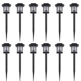 Arlmont & Co. Outdoor Solar Lamp LED Light Set w/ Spike 3.4"x3.4"x15" Plastic in Black | 15 H x 3.4 W x 3.4 D in | Wayfair