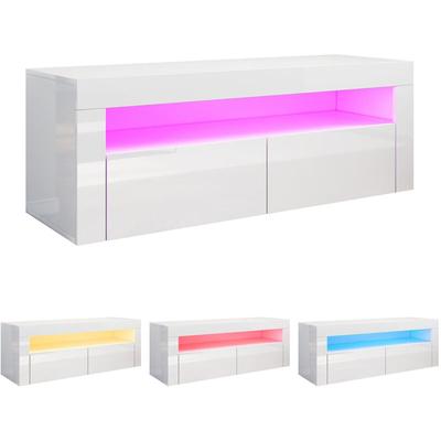 Sonni - tv Lowboard Board Möbel Schrank mit led Beleuchtung Weiß Hochglanz Fernsehtisch 120x40x45cm Image