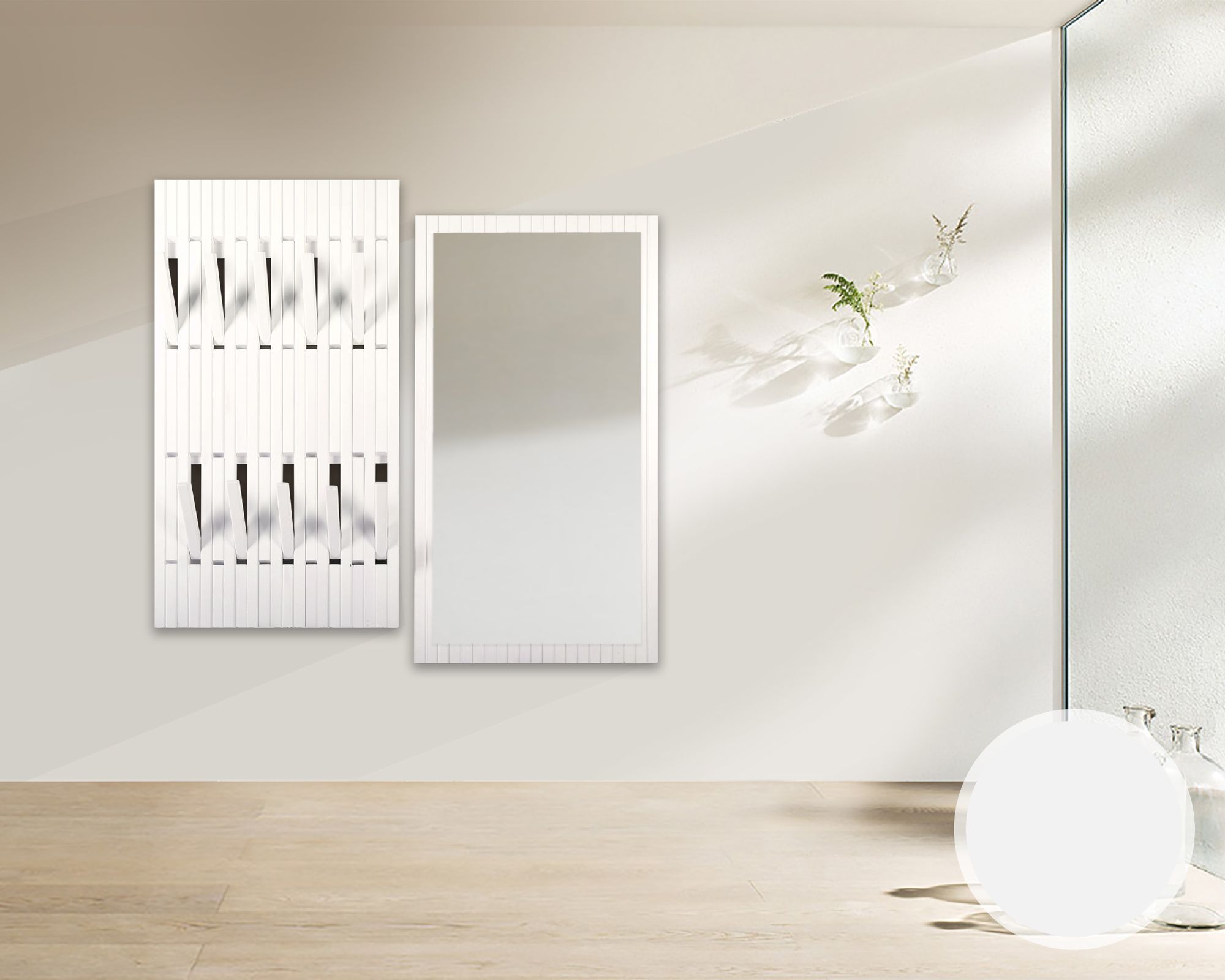 BlackWood »Piaforte weiss« Massivholz Design-Garderobe Garderobe / Weiss lackiert / 62,5 cm