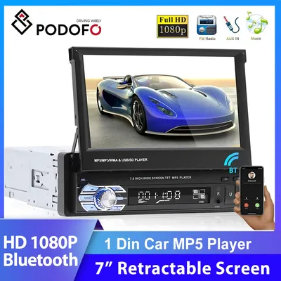PodoNuremberg-Autoradio avec Écran Rétractable HD de 7 Pouces Lecteur MultiXXL MP5 Intégré au
