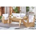 Safavieh Nyra Rectangular 5 - Person 26.8" Long Outdoor Dining Set w/ Cushions Glass/Metal in Brown | Wayfair PAT7700D-3BX