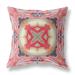 Bungalow Rose Pastel Floral Squares Broadcloth Indoor Outdoor Zippered Pillow Sky Blue Indigo Muted Peach Polyester/Polyfill in Red/Pink | Wayfair