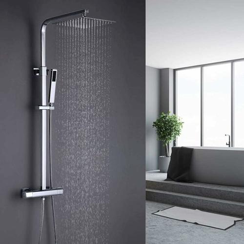 Duschsystem Thermostat Duschgarnitur mit Regendusche Quadratisch Duschsäule Duschset Duscharmatur