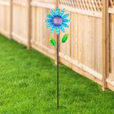 Exhart Shimmering Flower Garden Stake, 9 by 36 Inches Metal in Blue | 35.83 H x 9.45 W x 2.36 D in | Wayfair 13378-RS