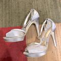 Disney Shoes | Disney The Glass Slipper Collection Satin Heels | Color: Gray/Silver | Size: 9