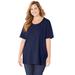 Plus Size Women's Suprema® Ultra-Soft Scoopneck Tee by Catherines in Navy (Size 0XWP)