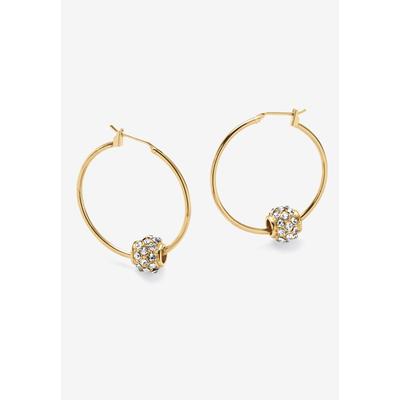 Women's Goldtone Charm Hoop Earrings (32mm) Round Simulated Birthstone by PalmBeach Jewelry in April