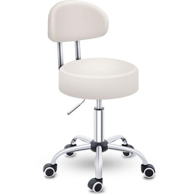 Tresko - Rollhocker mit Lehne Beige Arbeitshocker Hocker Drehhocker Kosmetikhocker Praxishocker Image