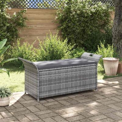 Vidaxl - Sitzbank mit Stauraum und Kissen Grau 138 cm Poly Rattan Image