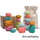 Bloc de pierres en bois coloré Montessori empileur arc-en-ciel jouet éducatif pour enfants