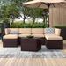 Latitude Run® Alante 8 Piece Rattan Sectional Seating Group w/ Cushions Synthetic Wicker/All - Weather Wicker/Wicker/Rattan in Brown | Outdoor Furniture | Wayfair