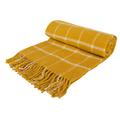 Windowpane Check - Pure New Wool - Knee Rug Throw Small Blanket - Mustard Yellow - British Made by Tweedmill Textiles