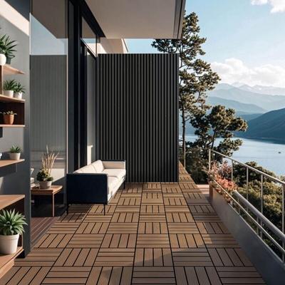 Home Deluxe - wpc Holzfliesen bavaro Farbe: Teak, Menge: 1 m² Terrassenfliesen Holzfliesen