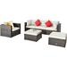 Costway 6 Pcs Patio Rattan Furniture Set with Sectional Cushion-White