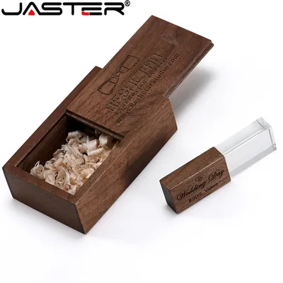 JASTER-Clé USB en bois cristal à haute vitesse avec logo personnalisé clé USB carte mémoire