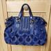 Coach Bags | Blue Silver Coach Leather Cloth Purse Handbag Bag | Color: Blue/Silver | Size: Os