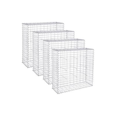 4mm starke Metall Gabione 4er Set 100 x 95 x 30 cm, Steinkorb, Maschenweite 5x10 cm Verzink, robust, korrosionsbeständig, Steinmauer, silbern Image