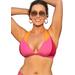 Plus Size Women's Romancer Colorblock Halter Triangle Bikini Top by Swimsuits For All in Pink Orange (Size 10)