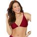Plus Size Women's O-Ring Knit Mesh Overlay Bikini Top by Swimsuits For All in Maroon (Size 14)