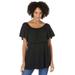 Plus Size Women's Off Shoulder Ruffle Tee by Woman Within in Black (Size 14/16) Shirt