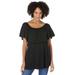 Plus Size Women's Off Shoulder Ruffle Tee by Woman Within in Black (Size 22/24) Shirt