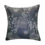 Fine Line Embroidered Floral Indoor & Outdoor Decorative Pillow by Levinsohn Textiles in Navy White