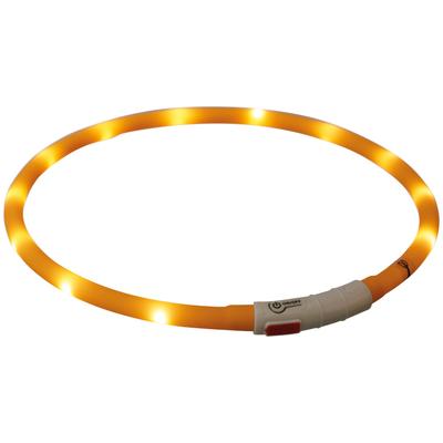 TRIXIE Hunde-Halsband Flash USB, Silikon-Kunststoff, 70 cm Länge, kürzbar, in versch. Farben orange Hundehalsbänder Hund Tierbedarf