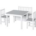 Ensemble de table et chaises enfant - set de 4 pièces - table, 2 chaises, banc coffre 2 en 1 - mdf