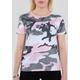 Alpha Industries New Camo Basic Damen T-Shirt, schwarz-weiss-pink, Größe S