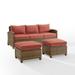 Birch Lane™ Lawson 80.5" Wide Outdoor Wicker Patio Sofa w/ Cushions All - Weather Wicker/Wicker/Rattan in Red/Pink/Brown | Wayfair