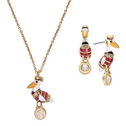Kate Spade Jewelry | Kate Spade Take Flight Pelican Set | Color: Gold/Red | Size: Os