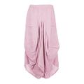 Gracious Girl Light Pink - New Womens Italian Lagenlook Elasticated 2 Slit Pocket Parachute Asymmetric Tulip Long Linen Ladies Maxi Skirt One Size UK 8-21