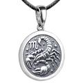 Zodiac Sign Pendant Necklace 925 Sterling Silver Horoscope Medallion Coin Disc Choker Charm Constellation Astrology Jewelry for Men Women, Metal, no stones,