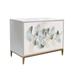 Annabelle Silver Nightstand, 2 Floral Drawers & Bronze Metal Frame - Pasargad Home PPH-Y2