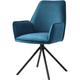 Chaise de salle à manger HHG 851, chaise de cuisine, pivotante, auto-position velours, bleu