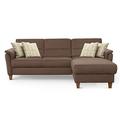 CAVADORE Schlafsofa Palera / Federkern-Ecksofa mit Schlaffunktion und Bettkasten / 244 x 89 x 163 / Mikrofaser-Bezug, Hellbraun