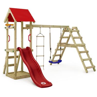 Spielhaus Spielturm TinyLoft mit Schaukel & Rutsche, Kletterturm mit Sandkasten, Leiter &