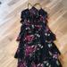 Ralph Lauren Dresses | Last Call- Feminine Floral Straps W/Off Shoulder Ruffle Dress | Color: Black/Pink | Size: 2