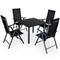 Set di Mobili da Giardino 4 sedie con Tavolo 90x90cm Alluminio Pieghevole Moderno Mobili da